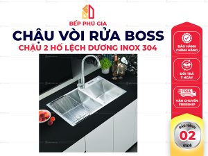 Chậu Đúc 2 Hố Lệch Dương Bàn Inox 304