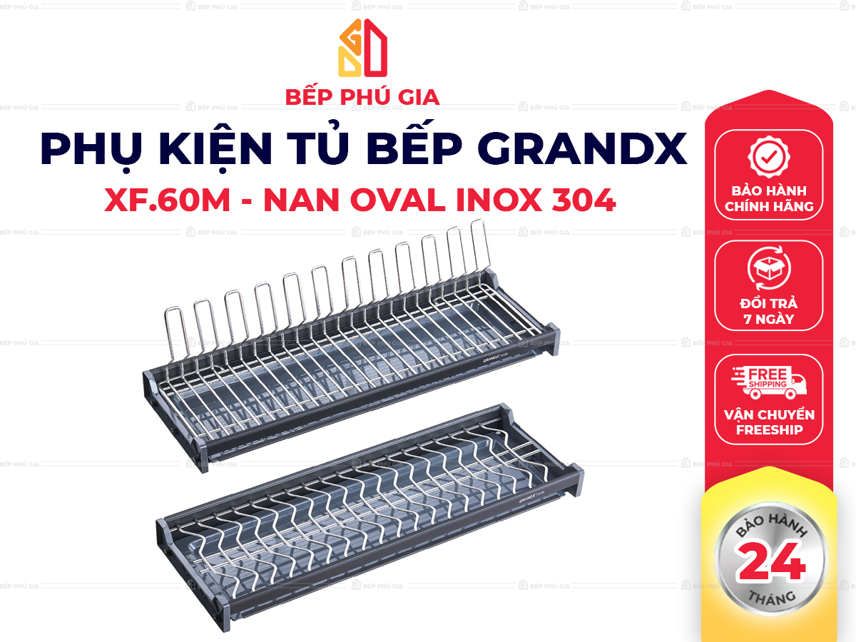 Giá Bát Đĩa Cố Định GrandX Nan Oval SUS304 XF.60M