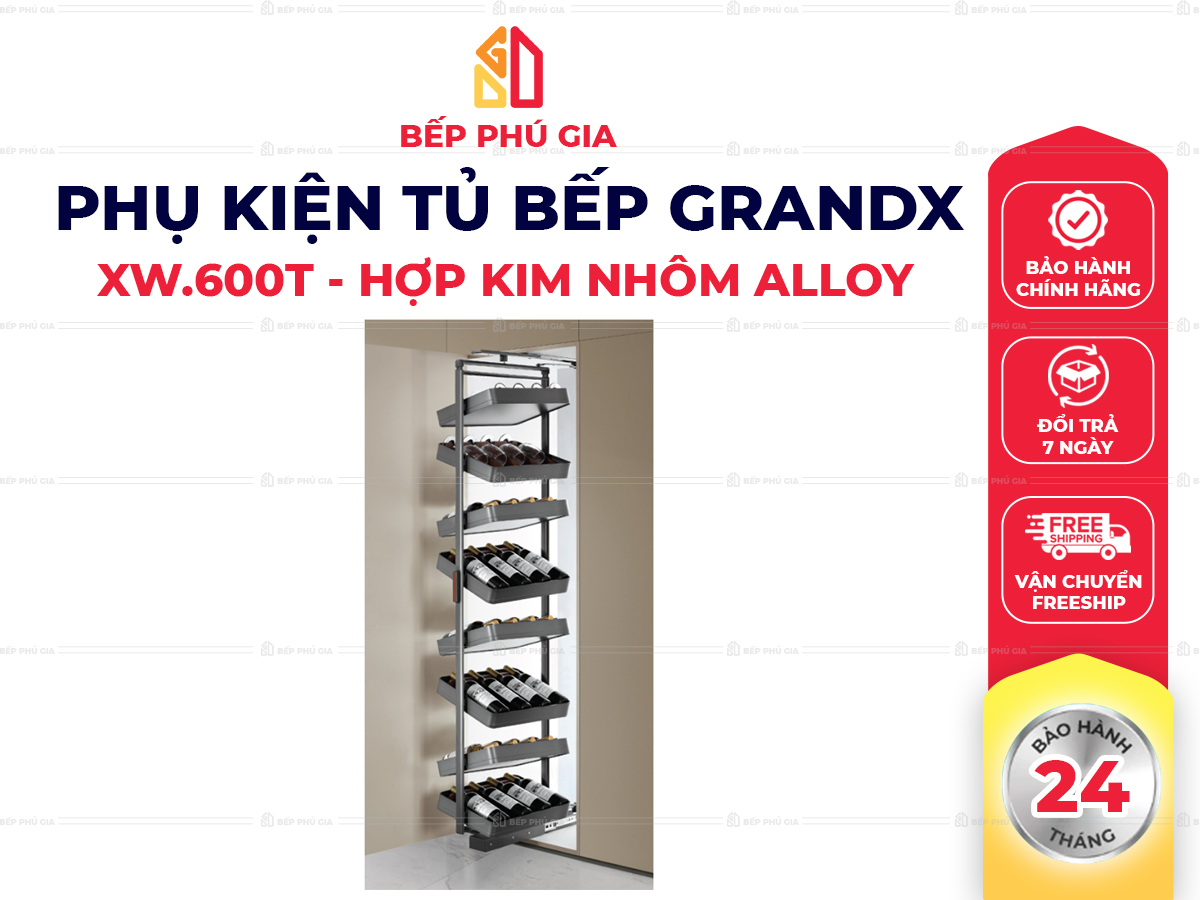 Tủ Rượu Vang Xoay 8 Tầng Titanium GrandX XW.600T