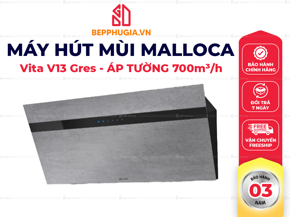 Máy Hút Mùi Malloca Vita V13 Gres Máy Hút Mùi Malloca Vita V13 Gres