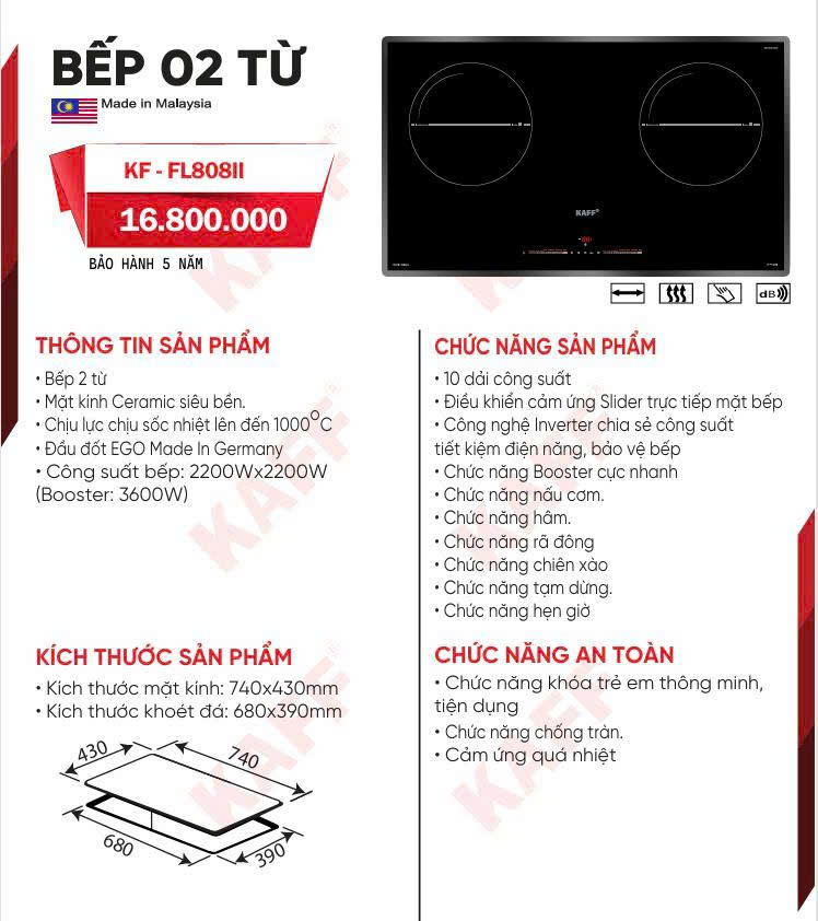 Bếp Từ Đôi Kaff KF-FL808II